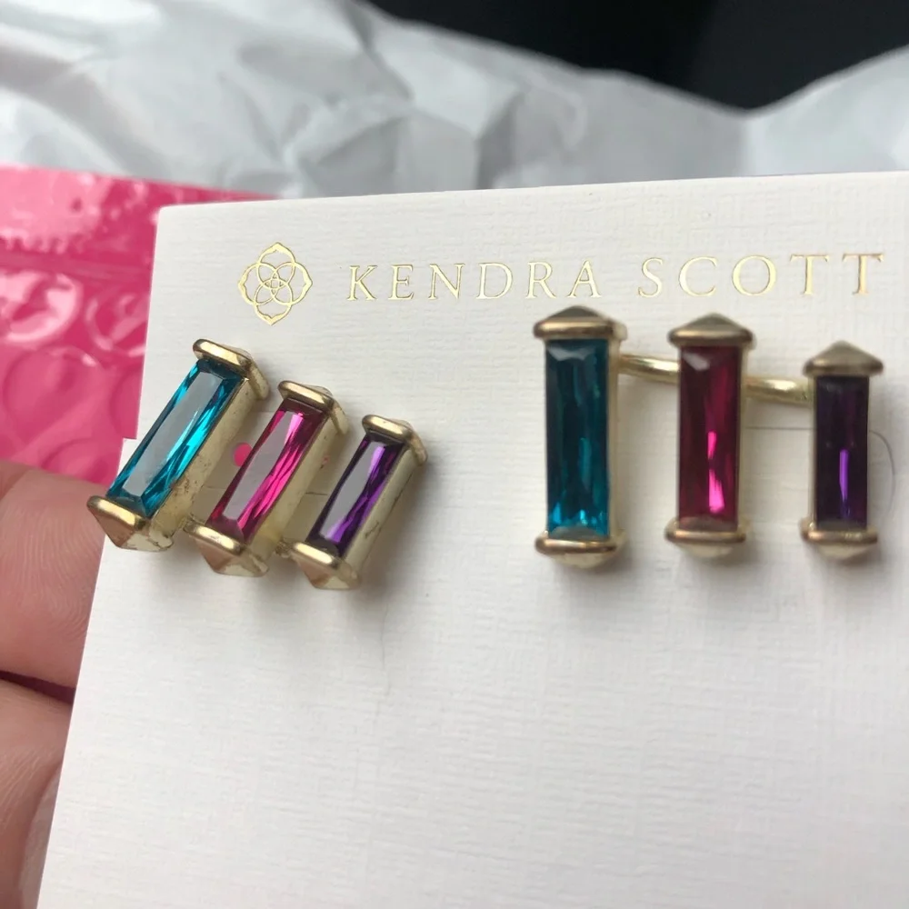 Kendra Scott Multicolor Baguette Stud Earrings - Teal, Pink, Purple